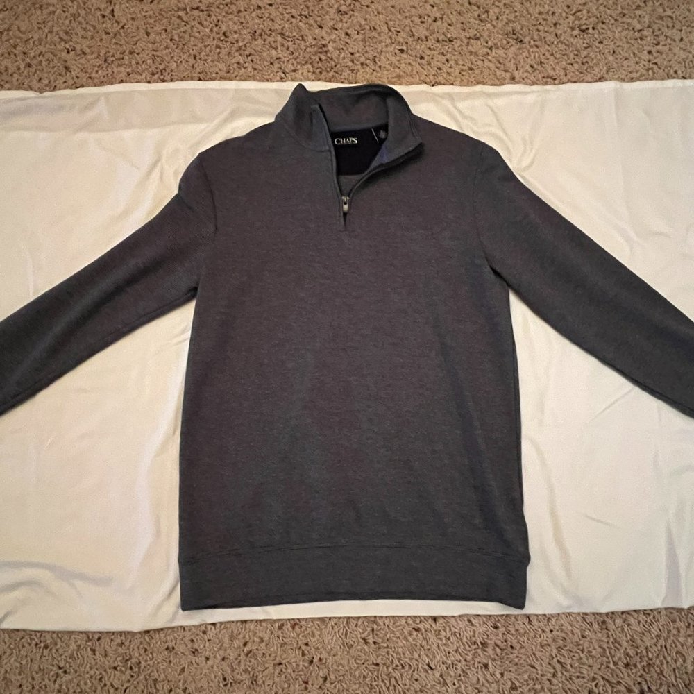 Light Grey and Blue Heather Micro Striped Men's Chaps Quarter Zip Pullovers